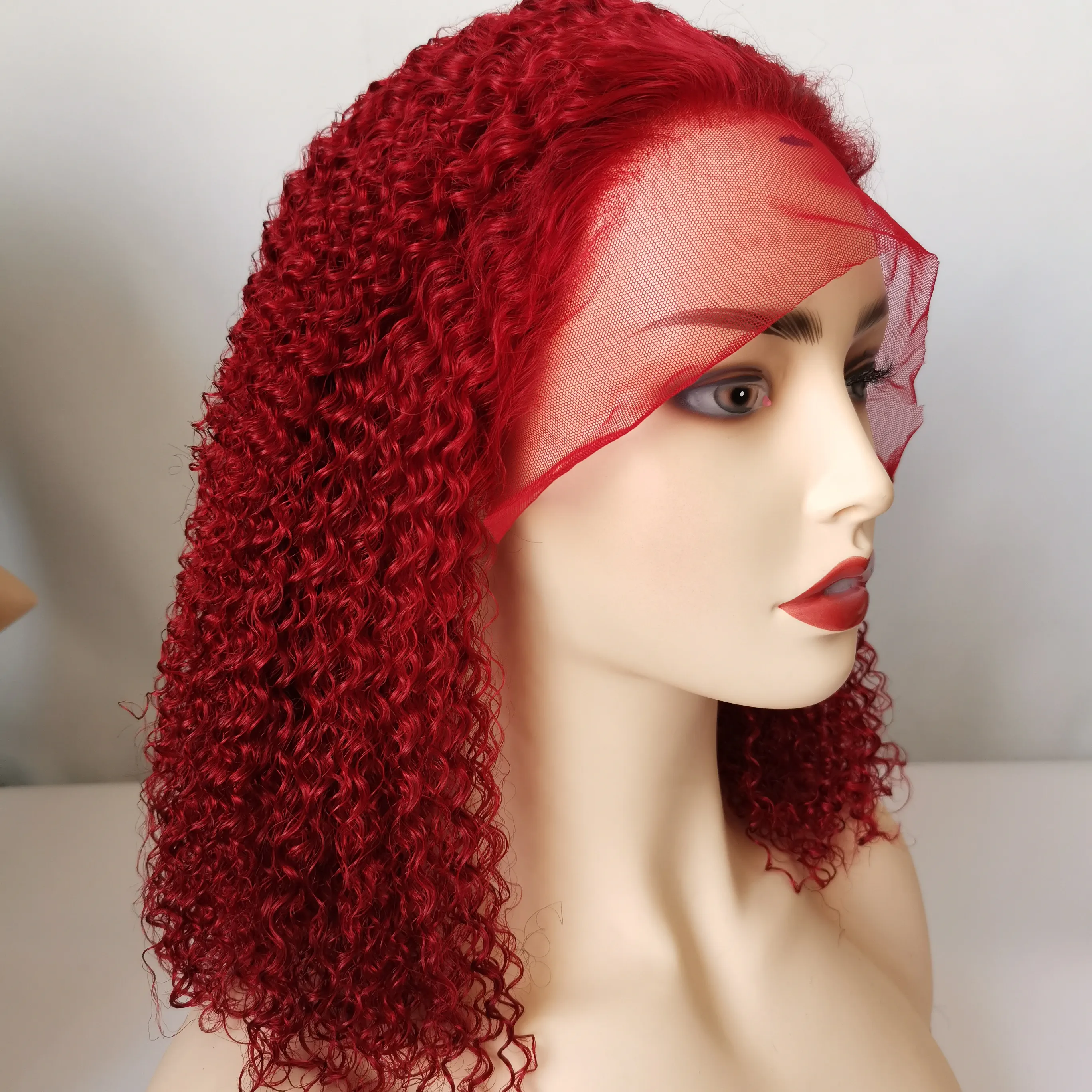 Perucas de cabelo curto encaracolado, peruca de cabelo brasileiro vermelha, ondulada, 8 -16 polegadas
