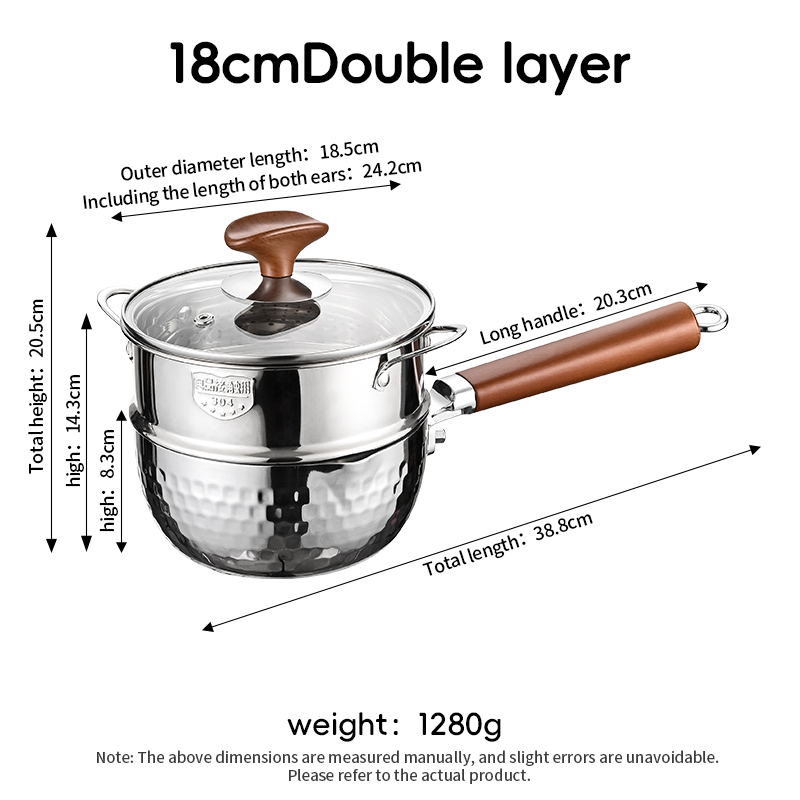 Pot Yukihira en acier inoxydable 316L (18 cm, double paroi)