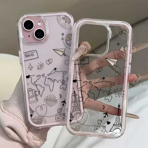 Coque de téléphone portable 2-en-1 en TPU à changement de couleur, motif voyage vintage, pour iPhone 14 12 15 17 Air 18 Pro Max - Product Image 4