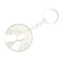 Porte-clés Arbre de Vie en Cristal de Quartz Clair Naturel 7 Chakras, Étanche, Durable, Écologique, Portable, Cristal de Guérison