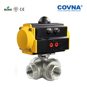 COVNA Válvula de Bola Neumática de 4 Vías con Brida de 1 Pulgada de Acero Inoxidable - Product Image 4