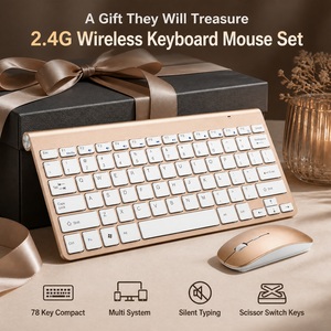 Teclado Delgado Universal, Juego de Teclado y Ratón Inalámbricos 2.4G, 78 Teclas, Interruptor de Tijera Silencioso para Computadora Portátil y de Escritorio, Mini Teclado Compacto y Silencioso OEM - Product Image 1