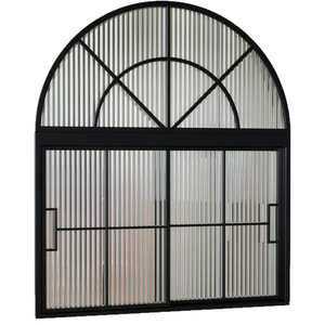 Portes patio battantes de style français pour cafés et restaurants ; Fenêtres à battants en alliage d'aluminium cintrées et courbées, style vintage, insonorisées - Product Image 4
