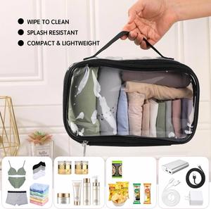 Large <b>Clear</b> Makeup Travel <b>Bags</b> for <b>Toiletries</b> Pouches Carry on Reusable,purse See-through Plastic Pvc Approved with Handle - Product Image 6