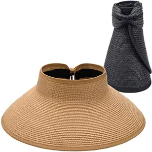 Travel Bowknot Floppy Visor Caps Adult Parent Child Summer Beach Hats Foldable Wide Brim Empty Top Straw Hats