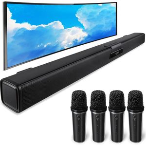 Barre <span class=keywords><strong>de</strong></span> son Smart TV avec Bluetooth, AUX, USB, TF, Coaxial, <span class=keywords><strong>4</strong></span> microphones sans fil, interface optique - Product Image 1