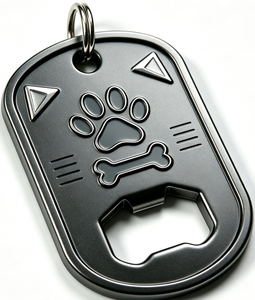 Llavero Abridor de Botellas de Metal Grabado Personalizado, Anillo para Llaves de Aleación de Zinc Pulido Tipo Placa Militar para Regalo Promocional de Bar - Product Image 1