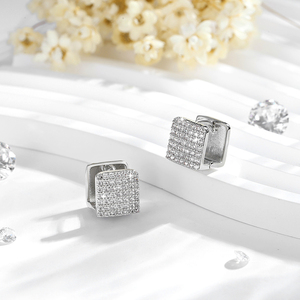 ต่างหูเซอร์คอนชุบทอง14K ทำจากทองเหลืองทรงสี่เหลี่ยมสวยงามสำหรับสตรีผู้ผลิตใน2025 - Product Image 2