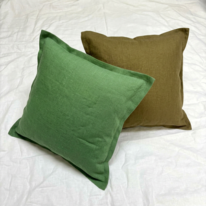 Solid Green Square Linen <b>Cushion</b> <b>Cover</b> Breathable Envelope Closure Home Decor Pillow Case Plain Style - Product Image 1