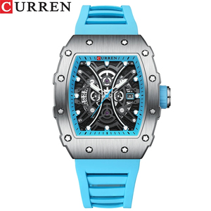 Relojes CURREN 8438 Rectangulares Luminosos para Hombre, Deportivos, Casuales, con Correa de Silicona, Semiabiertos, con Fecha Automática - Product Image 2