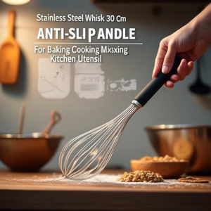 Frusta in acciaio inossidabile da 30 cm con manico antiscivolo per cucinare, mescolare, utensile da cucina - Product Image 3