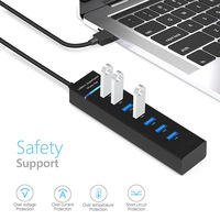Hub USB 3.0 de 7 Puertos, Super Velocidad, Transferencia de Datos de 5 Gbps, con Cable de 0.3 m para Computadora Portátil, PC, Impresora, Escáner, Disco Duro Externo, en Existencia