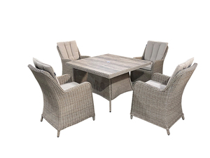Juego de vajilla de ratán de aluminio para exteriores moderno de 4 plazas de alta calidad diseño cuadrado con vidrio cerámico <span class=keywords><strong>Lazy</strong></span> <span class=keywords><strong>Susan</strong></span> - Product Image 6