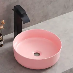 EUROPEAN Designs Villa Washroom Pink Color Art Wash Basin Ceramic Matte Basin