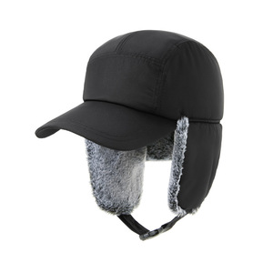 Chapeau d'hiver chaud Lei Feng pour hommes, coupe-vent, résistant au froid, pour cyclisme en plein air, ski, protection des oreilles, gris foncé, couleur unie, polaire - Product Image 1