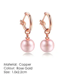Высококачественные модные серьги-капли из розового золота с жемчугом, ювелирные изделия, серьги huggie с жемчугом ручной работы для женщин