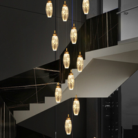 Lustre LED Minimaliste pour Escalier de Villa à Plafond Haut, Luminaire Suspendu de Luxe pour Escalier Duplex et Loft