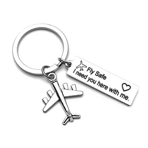 Keychain Accessories Custom Pilot Aviation Gift Fly Safe Key Chain 3D Metal Flight Attendant Keychain