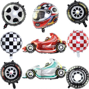 Nuevo Set de Globos de Aluminio con Temática de Carreras, Casco de Auto, Neumático, Rueda, Trofeo, Decoración para Fiesta de Cumpleaños de Niños al Aire Libre - Product Image 2