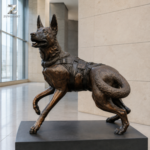 Escultura de Perro Pastor Alemán de Bronce, Artesanía Metálica, Fundición Realista, Estatua de Animal Ecológica para Entrada de Villa, Jardín y Parque - Product Image 1