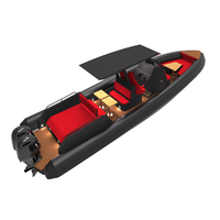 Bateau rigide gonflable hypalon de haute qualité 38ft 11.5m, bateau en aluminium à fond plat, bateau côtelé à vendre