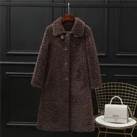 Abrigo de Piel de Oveja para Mujer, Invierno 2026, Largo Medio, Piel de Lana Genuina, JT653