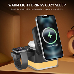 3-in-1 Foldable Magnetic Wireless Charging Station with QC3.0 15W Charger Lamp Earphone for Mobile Phone Smartwatch <strong>Headset</strong> - Product Image 6