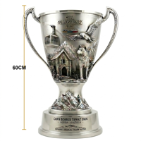 Trophée Métallique Personnalisé Édition Relief Loup Aigle et Montagne, Coupe de Récompense Événementielle 2026 pour Tournoi de Football