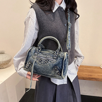 Sac à main en jean tendance style Boston, chic vintage unique, sacs bandoulière ajustables