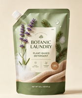 Emballage imprimé en gros pour détergent de luxe, sachet de détergent de 1 gallon, pochette de recharge de détergent liquide avec bec verseur, pochette blanche