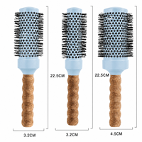 Brosse à cheveux ronde professionnelle en céramique et aluminium avec manche en liège OEM personnalisé, poils en nylon, pour salon de coiffure, vente en gros