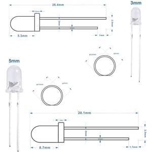 ELEGOO Kit de LED Surtido 3mm y 5mm Difundido Rojo Claro Resina Epoxi Paquete de 600 para Prototipos de Placas de Demostración - Product Image 4