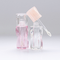 Emballage de brillant à lèvres de marque, modèle spécial en cristal transparent rose, capacité mini 1,5 ml, avec bouchon à vis