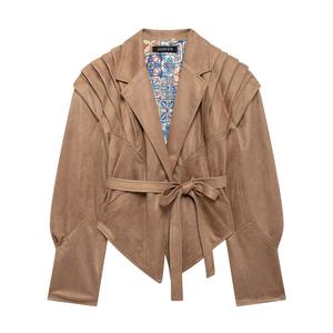 Nouvelle veste en daim imitation à épaulettes et ceinture pour femmes, mode de rue automne-hiver - Product Image 4