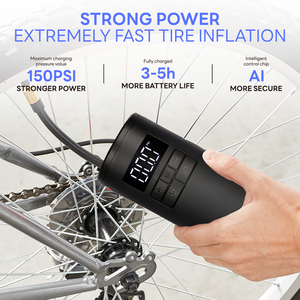 リッチテック コードレス充電式ミニ電動エアポンプ タイヤインフレータ デジタル圧力計 LEDライト プラスチック製 CE認証済み - Product Image 2