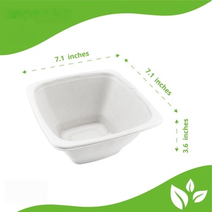 Couvercle de bol carré compostable et écologique en bagasse de canne à sucre, 24 oz, pour conteneur alimentaire de camping, résistant à la chaleur, à l'eau et à l'huile - Product Image 4
