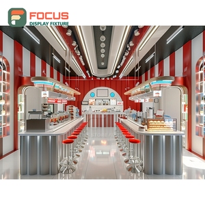 Mostrador de Servicio para Cafetería Creativa con Frente de Vidrio Templado, Área de Exhibición de Granos de Café, Mostrador de Servicio para Tostador de Café - Product Image 4