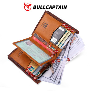 กระเป๋าสตางค์หนังแท้ BULLCAPTAIN ป้องกัน RFID ดีไซน์หรูหรา คลาสสิก พกพาสะดวก ทรงบาง แนวตั้ง สำหรับผู้ชาย - Product Image 5