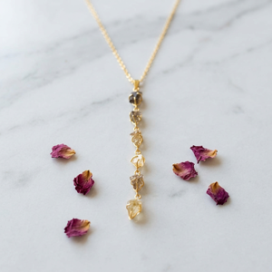 Gold Plated Zinc Brass Pendant Necklace Quartz Drops Bohemian Minimalist <b>Link</b> Chain Women's Daily Wear Jewelry Gift - Product Image 1