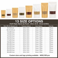 Sachet Doypack de Luxe Écologique en Papier Kraft avec Fenêtre Transparente, Qualité Alimentaire, Fermeture Zip Refermable pour Thé, Café, Noix, Céréales, OEM