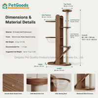 Griffoir pour chat en bois massif, moderne et minimaliste, à 4 niveaux, en sisal écologique, avec condo intégré, finition non toxique, pour petits espaces