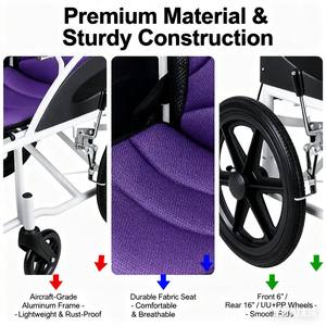 Rafu rf6007b ידני כיסא גלגלים 6 \ "קדמי pu צמיג של pu צמיג אחורי לבן 20 \" פו צמיג האחורי - Product Image 4