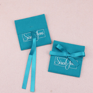 Custom logo Printed Mini Luxury <b>Envelope</b> Flap Velvet <b>Gift</b> Pouches Suede Jewelry Packaging Bag with Bow-knot ForJewelry Display - Product Image 2