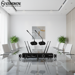 Microphone sans fil col de cygne UHF SOUNDNOW S-922T/6T à succès avec contrôle du volume et fonction mute pour la formation et les conférences à une ou deux personnes - Product Image 1
