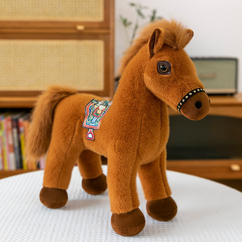 Cheval de simulation Lu xiao [brun foncé avec selle]