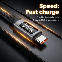 TKT Hochleistungs-240W-PD-USB-Kabel mit Echtzeit-LED-Anzeige, Robustes Geflochtenes Typ-C-Datenkabel, Schnelles Ladekabel für iPhone & Android