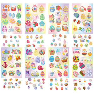 Pegatinas de Pascua con Dibujos Animados de Conejitos y Huevos, Impermeables, Autoadhesivas, para Niños, Papelería, 11x16cm, 2 por Hoja, Estilo Adorable - Product Image 3