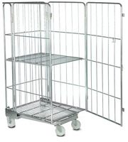 Chariot à roulettes ZENDA personnalisé, sécurisé, détachable, durable, en treillis métallique robuste à 4 côtés, capacité de 500 kg, pour entrepôt