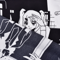 Venta al por mayor drapeado brillante sostenible 100% poliéster Anime impreso mujeres satén tela anti-pastillas tejidas para camisas