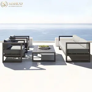 Muebles de exterior duraderos, muebles de jardín de aluminio y metal, juego de sofás de patio de metal